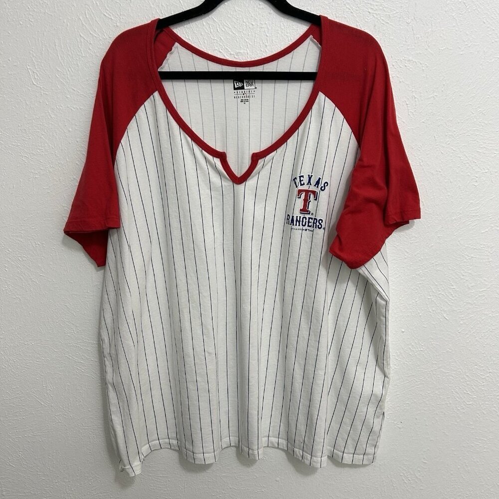 Texas Rangers Retro T-Shirt Short Sleeve MLB Baseball Striped Tee New Era Sz 4X